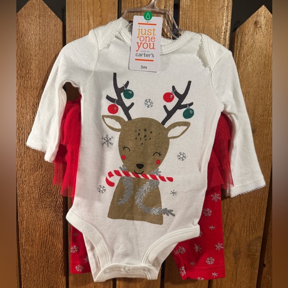 Carter's Other - NWT Carter’s just one you Christmas Outfit Sz 3 Mo